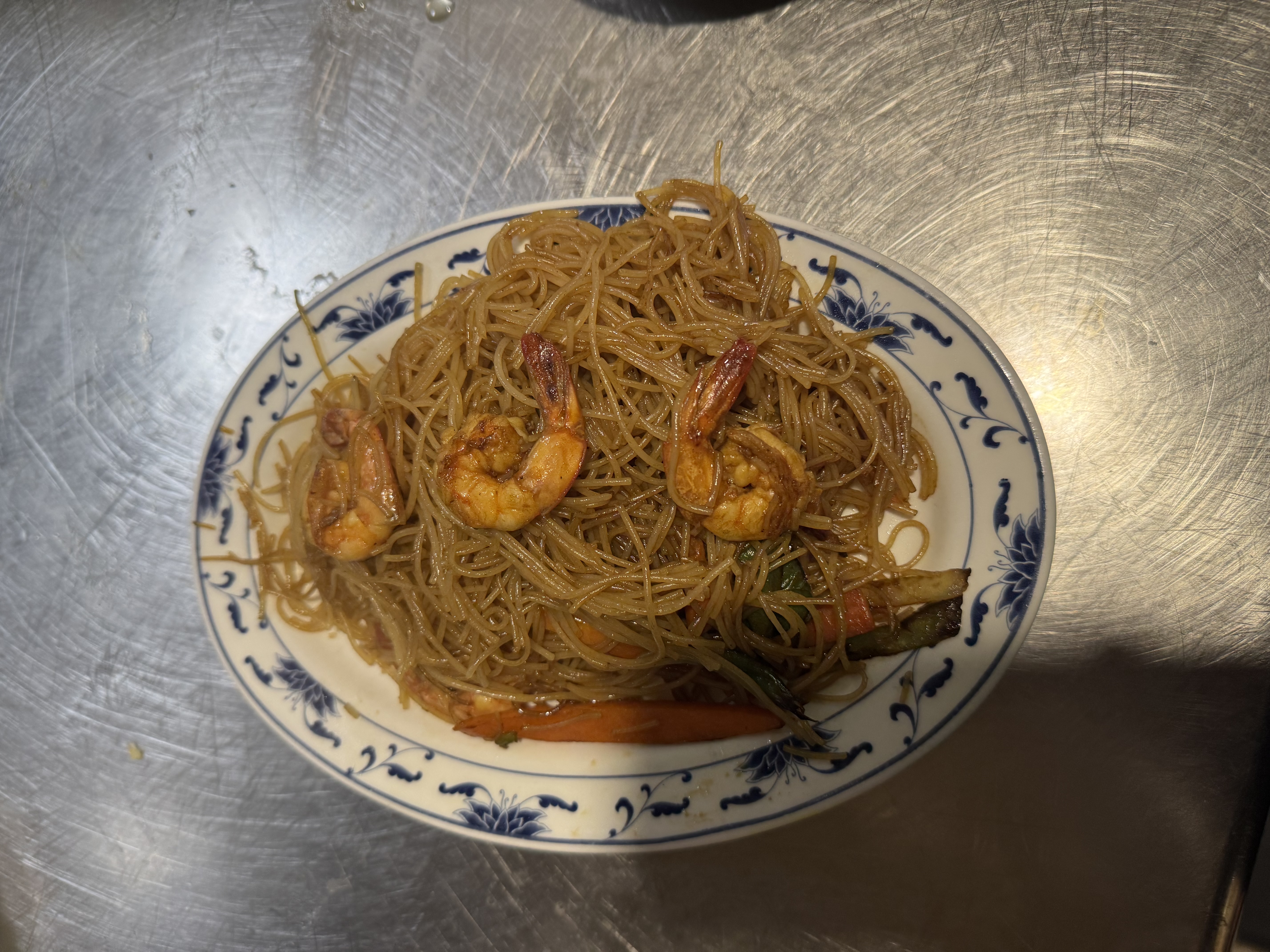 Fideos con gambas